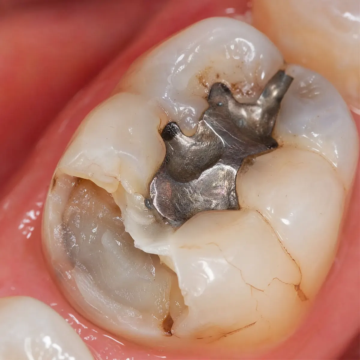 Gebrochener Molar – CEREC-Krone – Ausgangssituation vor CEREC in Berlin-Tegel Gebrochener Molar – CEREC-Krone: Ausgangssituation vor der CEREC-Behandlung